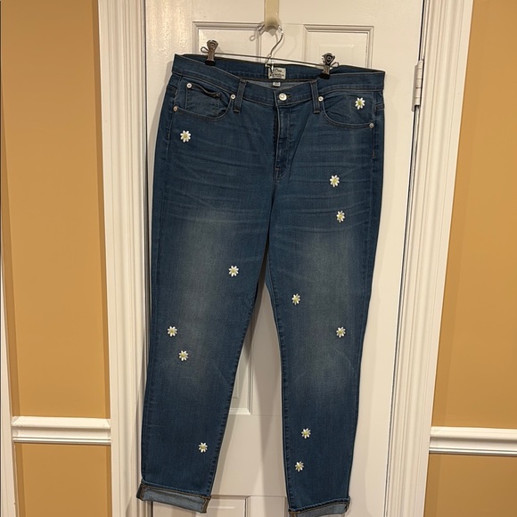 J Crew Women's Blue Jeans with Daisy Embroidery - Picture 3 of 8
